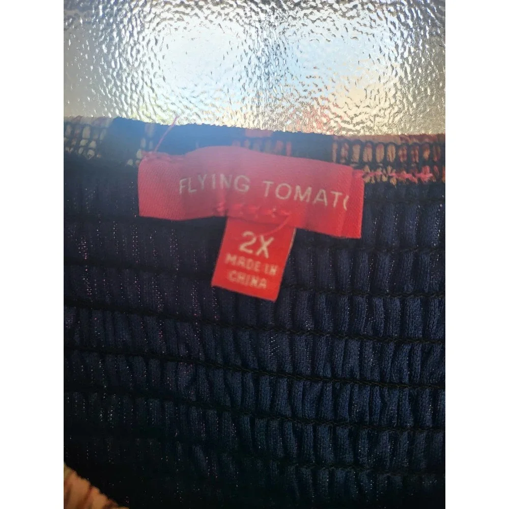 Flying Tomato Lisburn Smocked Short Lined Dress in Autumn Bloom - 2X - Picture 2 of 2